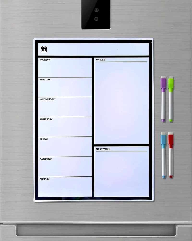 Magnetischer Wochenplaner für Kühlschrank - Whiteboard mit 4 Stiften