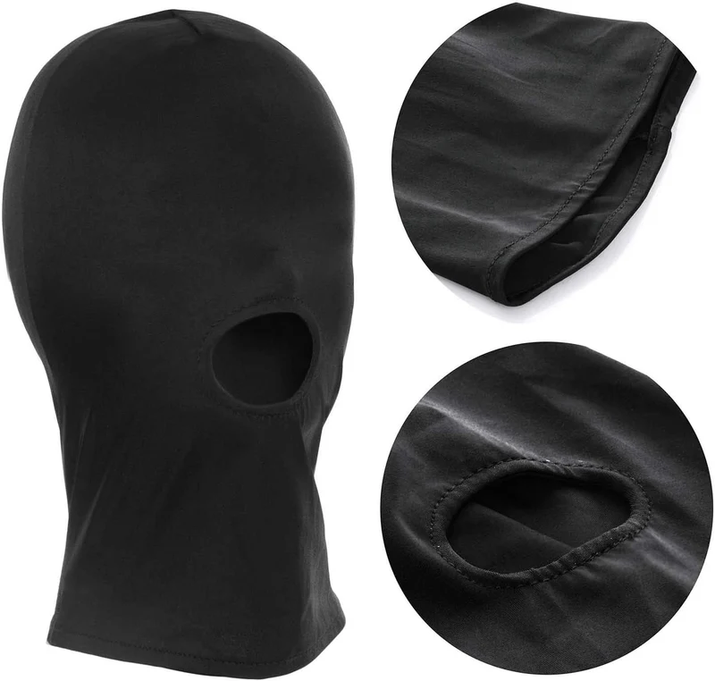 Erotische BDSM Fetisch Maske - Dehnbare Bondage-Haube mit Mundöffnung