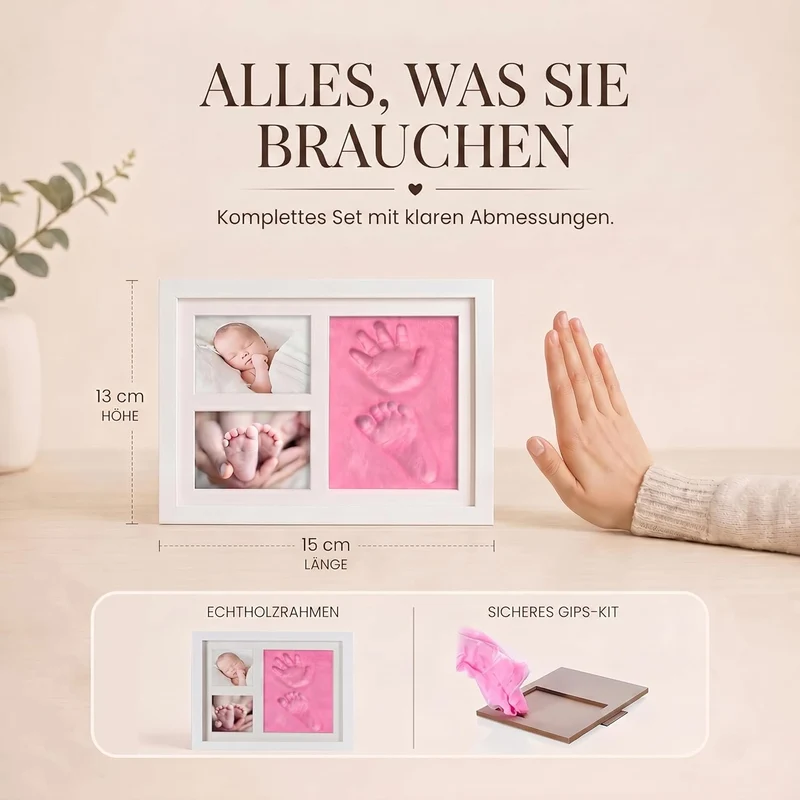 Baby Handabdruck-Set & Bilderrahmen zur Geburt & Taufe