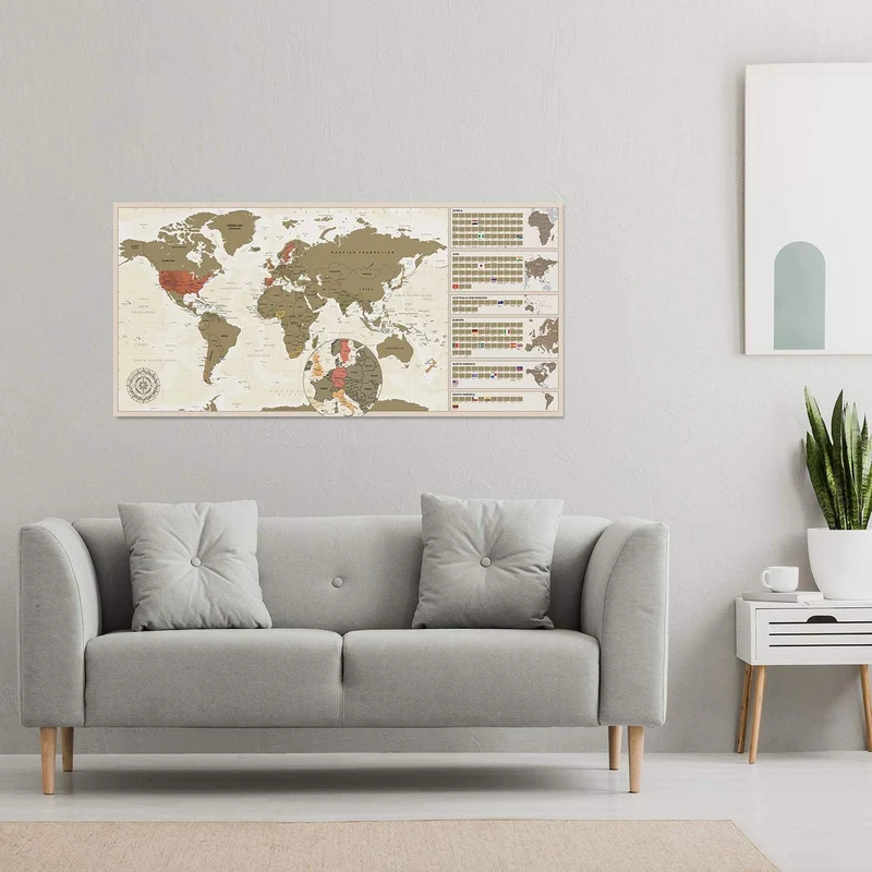 Weltkarte zum Rubbeln im Antik-Stil – Scratch-Off World Map