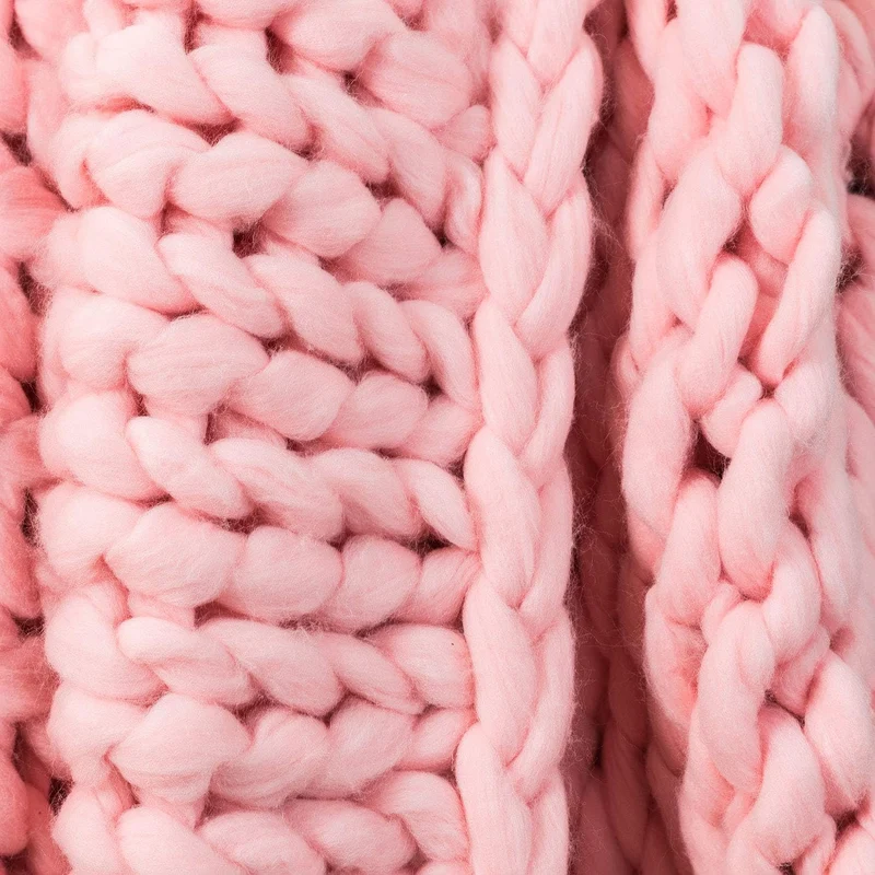 Strickdecke Pink - Grob gestrickte Kuscheldecke 180x120 cm