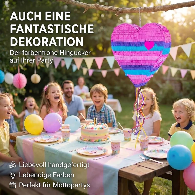 Herz-Pinata zum Befüllen - Party-Deko & Geburtstags-Highlight