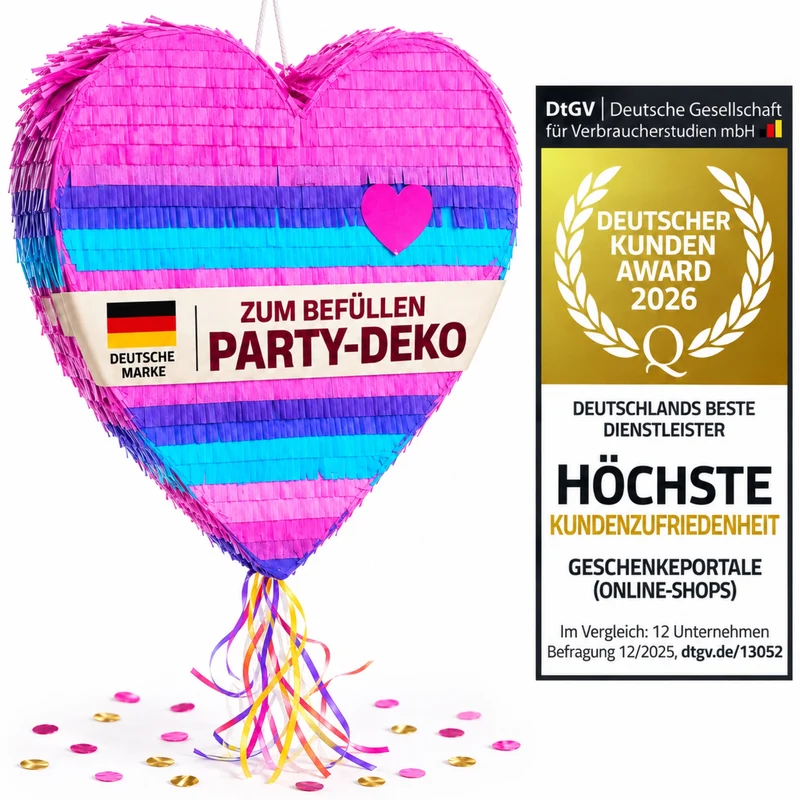 Herz-Pinata zum Befüllen - Party-Deko & Geburtstags-Highlight