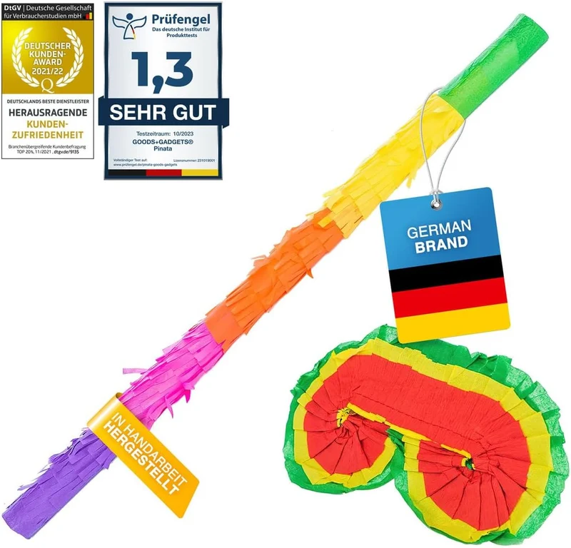Pinata-Zubehör Set: Stab zum Schlagen & Augenmaske für Partys