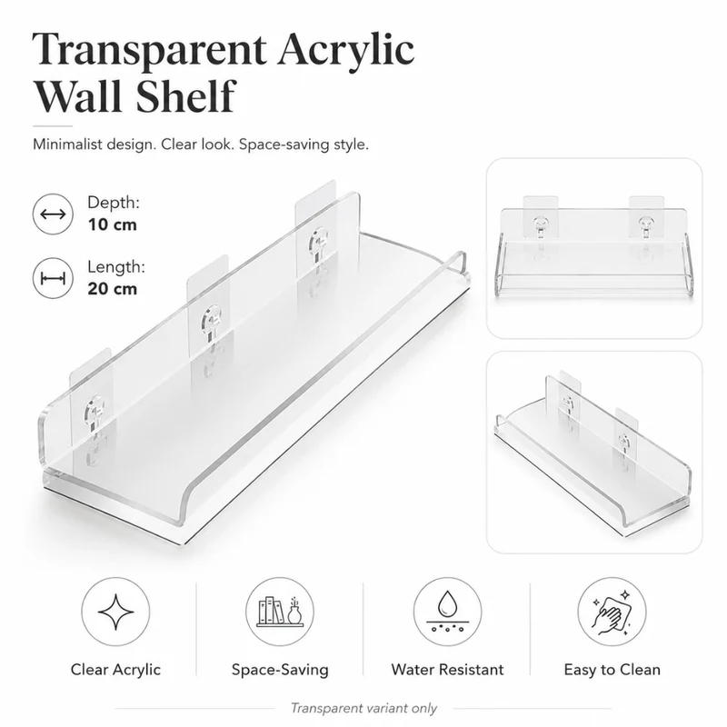 Selbstklebendes Acryl Wandregal ohne Bohren U oder L Form Wandablage in mehreren Farben und Größen