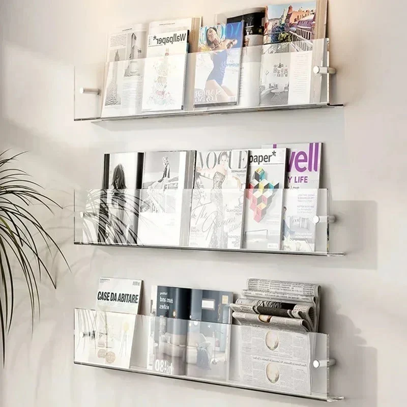 Transparentes Wandregal aus Kunststoff Wandmontierter Prospekthalter für Bücher Zeitschriften Magazine Büro Zuhause