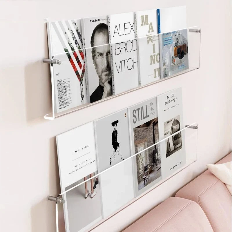 Transparentes Wandregal aus Kunststoff Wandmontierter Prospekthalter für Bücher Zeitschriften Magazine Büro Zuhause