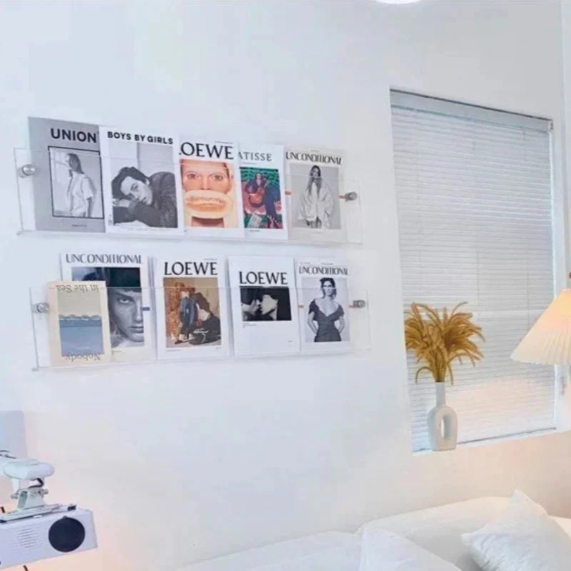 Transparentes Wandregal aus Kunststoff Wandmontierter Prospekthalter für Bücher Zeitschriften Magazine Büro Zuhause