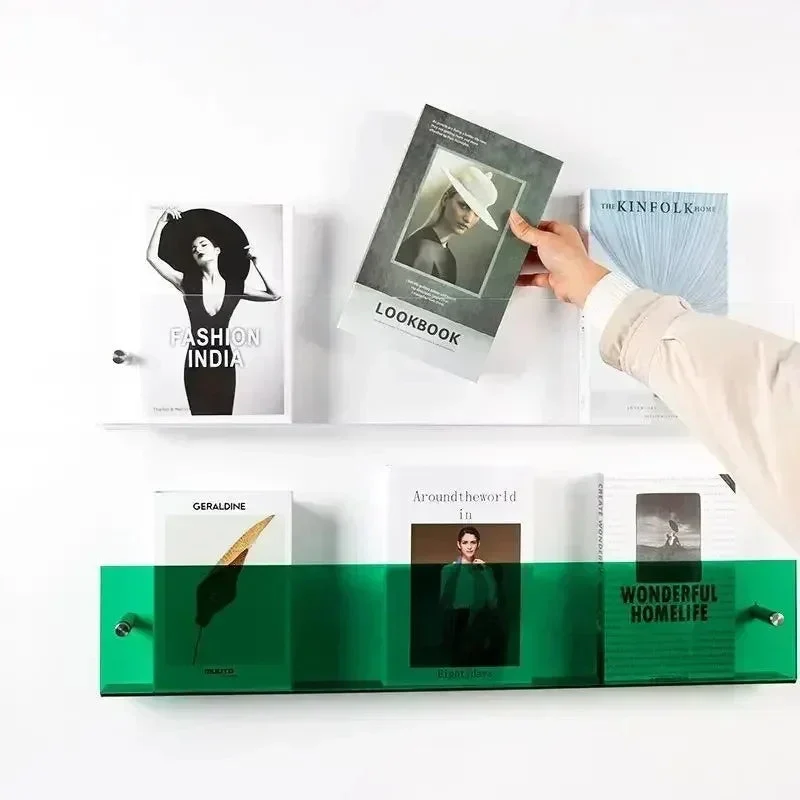 Transparentes Wandregal aus Kunststoff Wandmontierter Prospekthalter für Bücher Zeitschriften Magazine Büro Zuhause