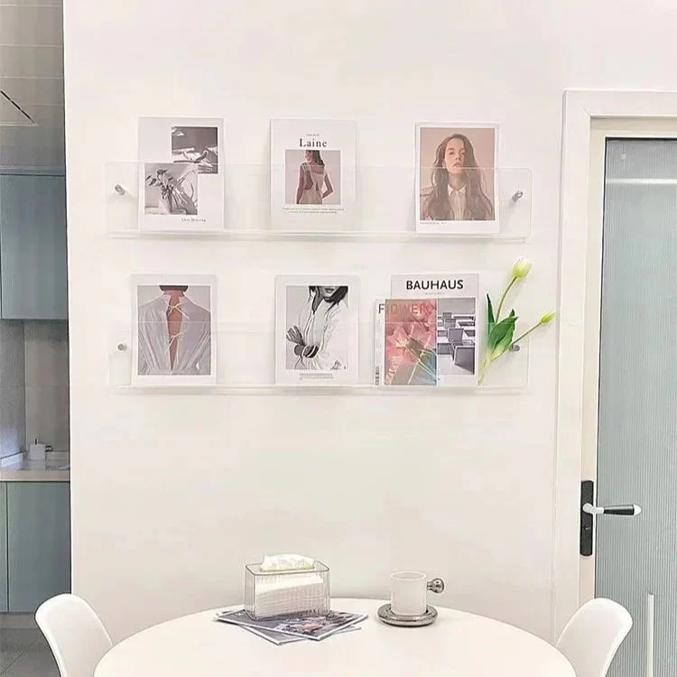 Transparentes Wandregal aus Kunststoff Wandmontierter Prospekthalter für Bücher Zeitschriften Magazine Büro Zuhause
