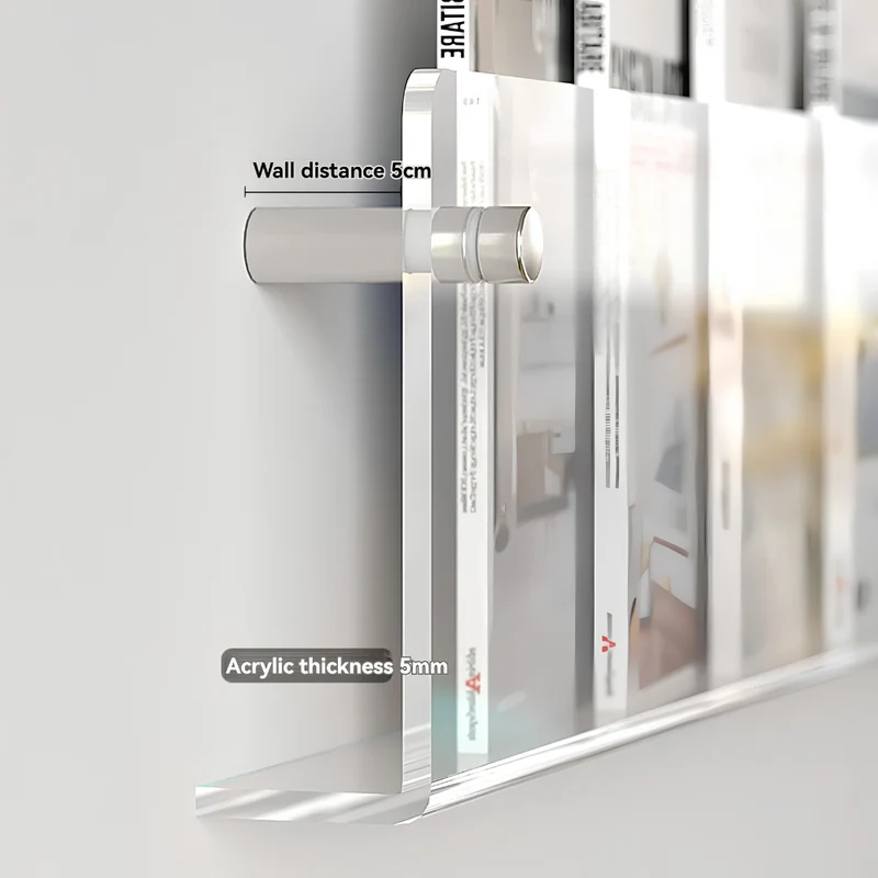 Transparentes Wandregal aus Kunststoff Wandmontierter Prospekthalter für Bücher Zeitschriften Magazine Büro Zuhause