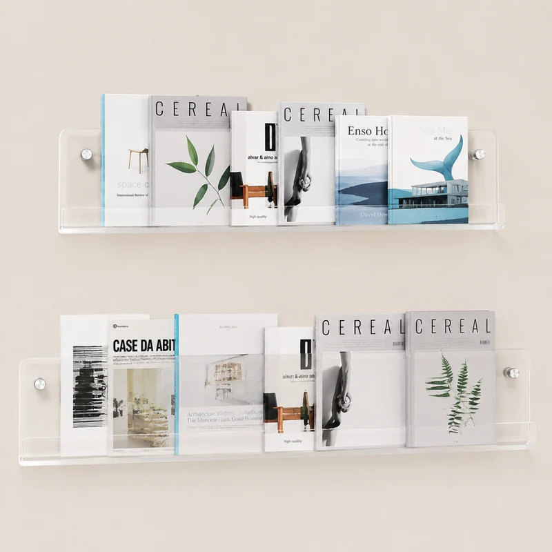 Transparentes Wandregal aus Kunststoff Wandmontierter Prospekthalter für Bücher Zeitschriften Magazine Büro Zuhause