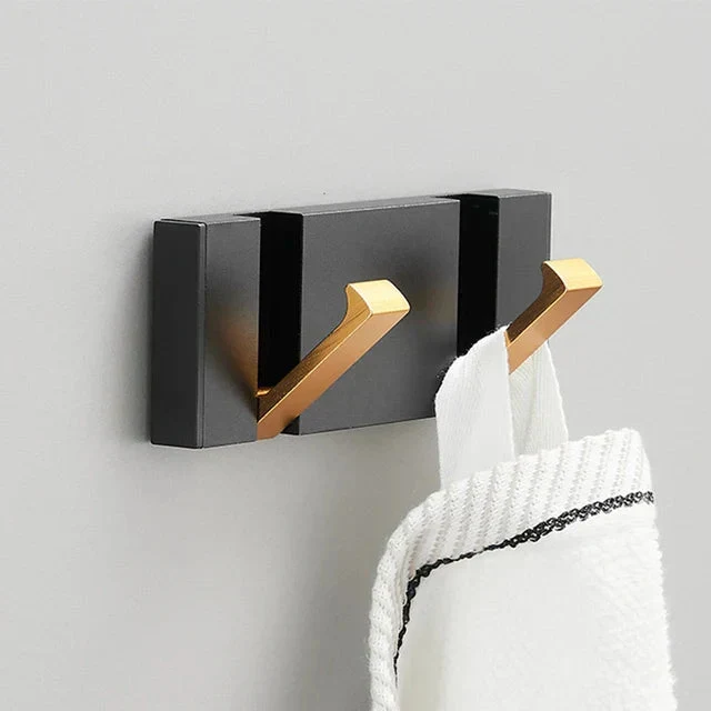 Klappbare Wandgarderobe aus Edelstahl 5 Haken Schwarz Gold für Flur Bad Küche und Eingang