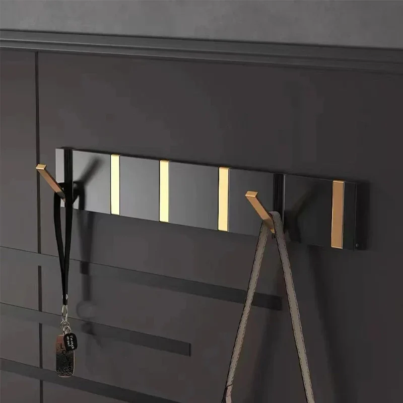 Klappbare Wandgarderobe aus Edelstahl 5 Haken Schwarz Gold für Flur Bad Küche und Eingang