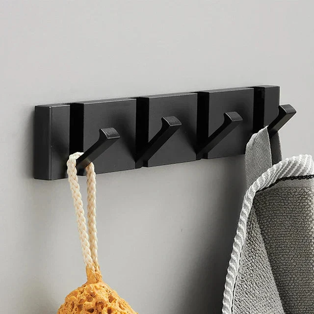 Klappbare Wandgarderobe aus Edelstahl 5 Haken Schwarz Gold für Flur Bad Küche und Eingang
