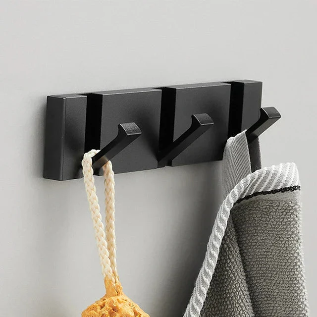 Klappbare Wandgarderobe aus Edelstahl 5 Haken Schwarz Gold für Flur Bad Küche und Eingang