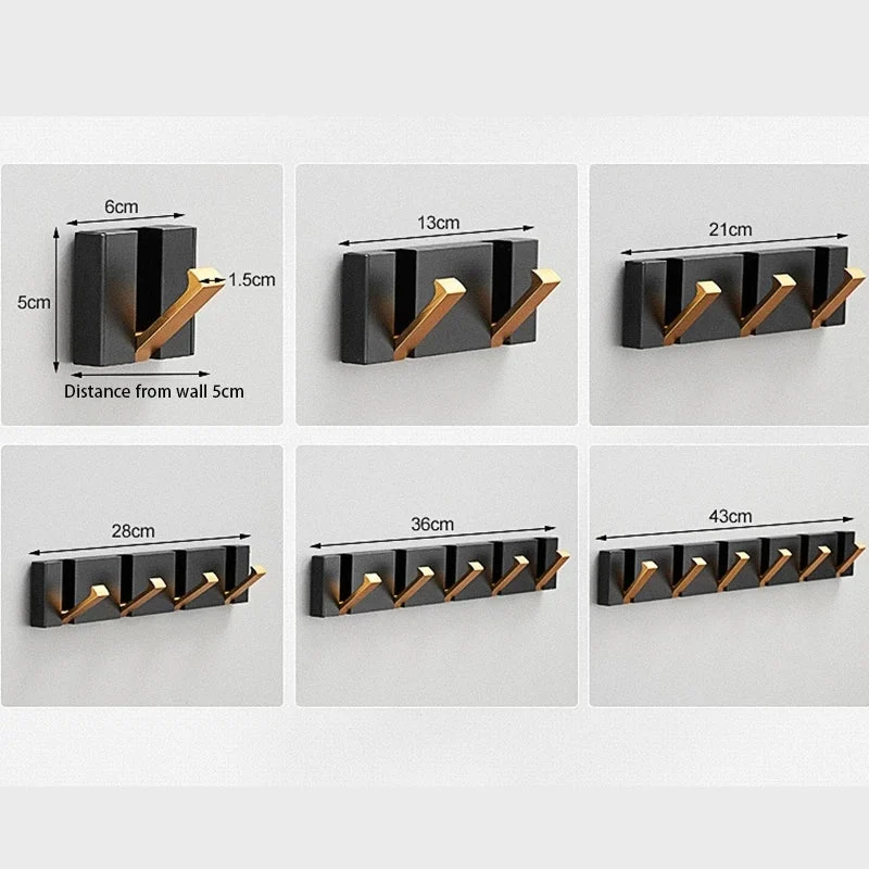 Klappbare Wandgarderobe aus Edelstahl 5 Haken Schwarz Gold für Flur Bad Küche und Eingang