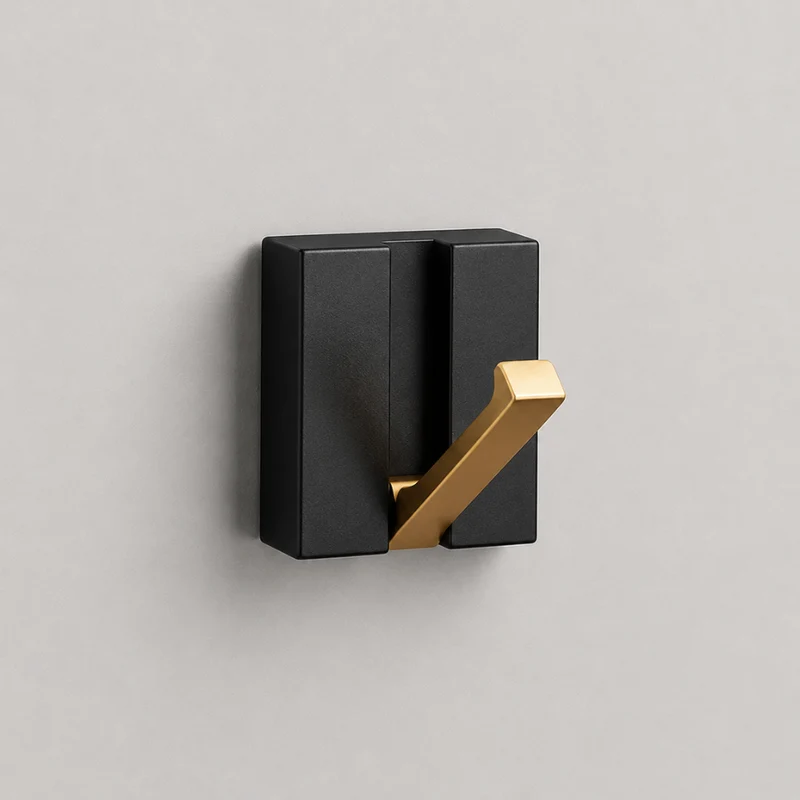 Klappbare Wandgarderobe aus Edelstahl 5 Haken Schwarz Gold für Flur Bad Küche und Eingang
