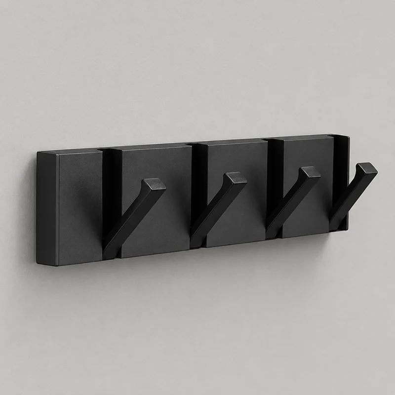 Klappbare Wandgarderobe aus Edelstahl 5 Haken Schwarz Gold für Flur Bad Küche und Eingang
