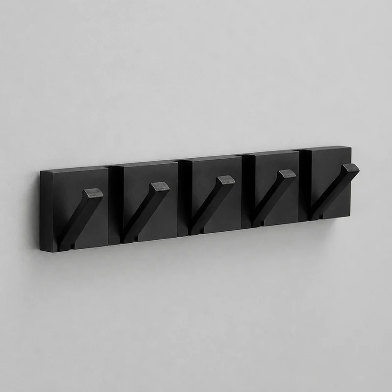 Klappbare Wandgarderobe aus Edelstahl 5 Haken Schwarz Gold für Flur Bad Küche und Eingang