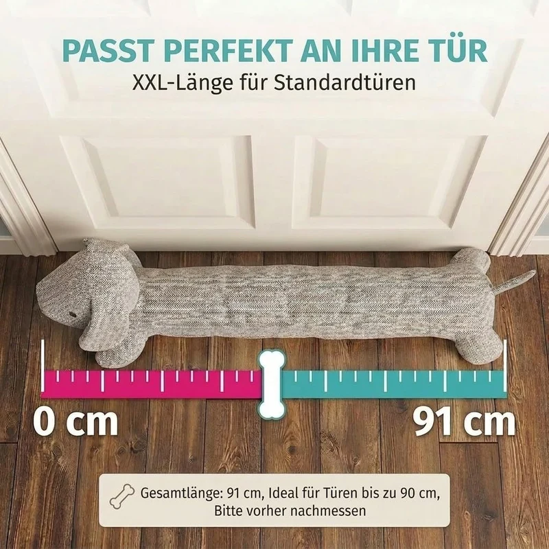 Dackel Zugluftstopper XXL – 93 cm langer, schwerer Türstopper