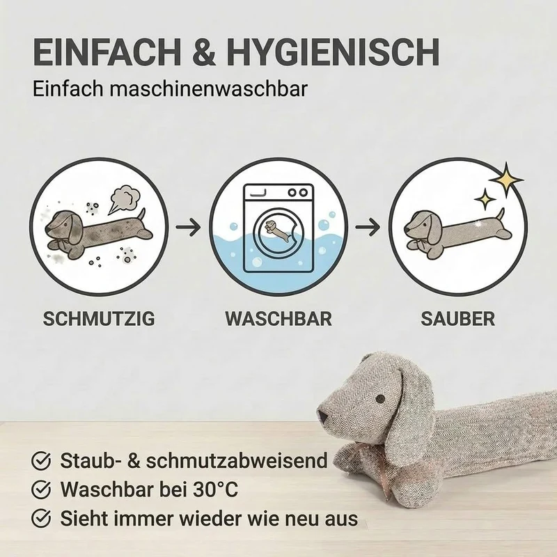 Dackel Zugluftstopper XXL – 93 cm langer, schwerer Türstopper