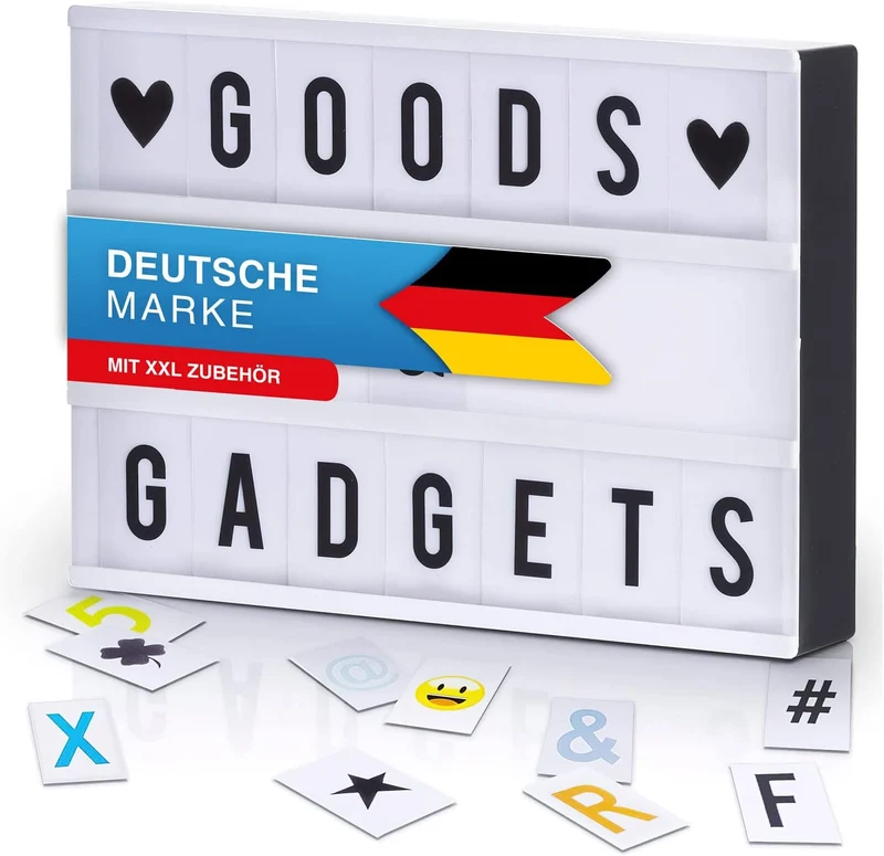 LED Lichtbox A4 – Leuchtkasten mit 204 Buchstaben & Symbolen