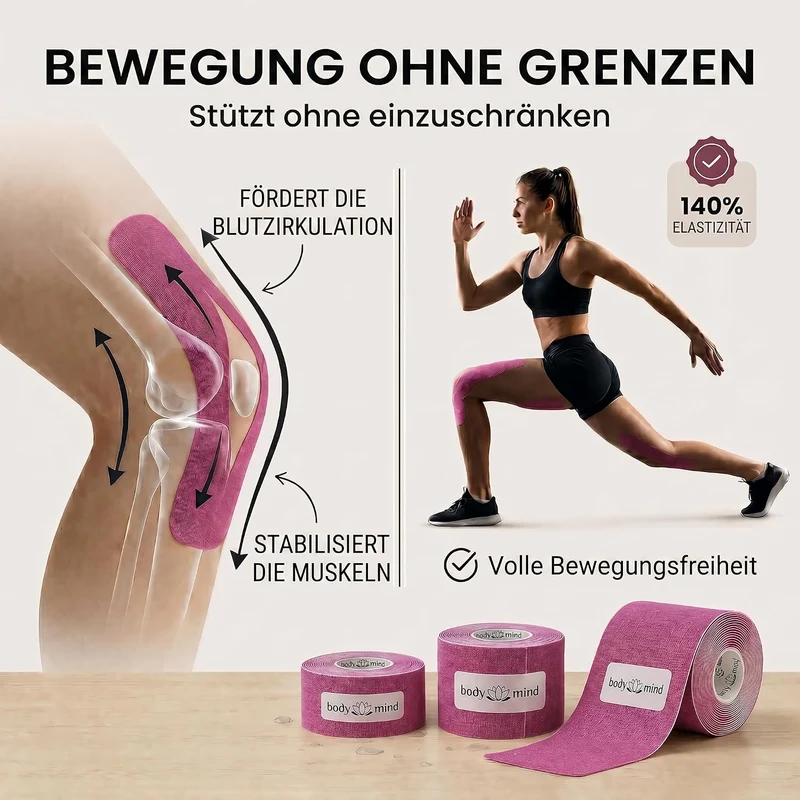 Kinesiologie-Tape 5cm x 5m – Elastisches Physio-Sporttape