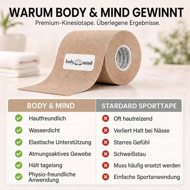 Kinesiologie-Tape 2,5cm - Elastisches Sporttape für Physiotherapie