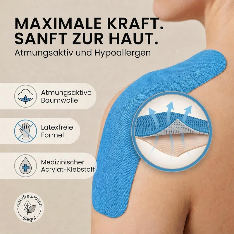 Kinesiologie-Tape 2,5cm - Elastisches Sporttape für Physiotherapie
