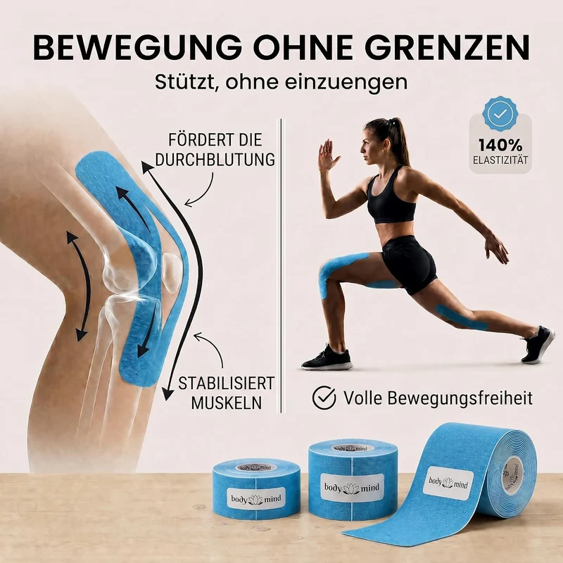 Kinesiologie-Tape 2,5cm - Elastisches Sporttape für Physiotherapie