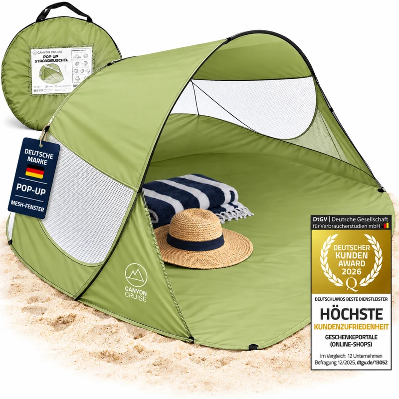 Automatik-Wurfzelt Strandmuschel - UV-Schutz Pop-Up Strandzelt