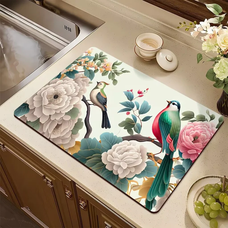 Artistic Floral Design Kitchen Mat Stornfield