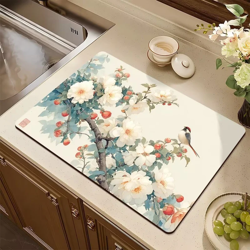 Artistic Floral Design Kitchen Mat Stornfield