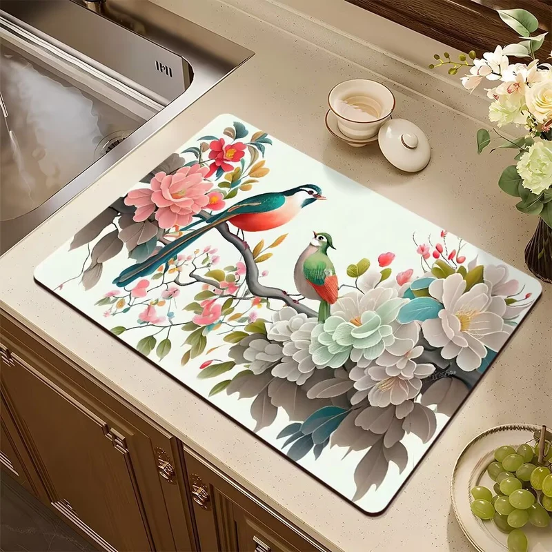 Artistic Floral Design Kitchen Mat Stornfield