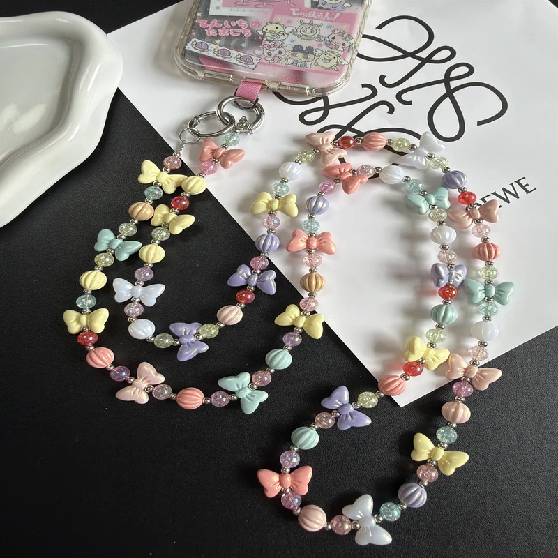 Bunte Perlen Schmetterlings Charm Halskette Karnz