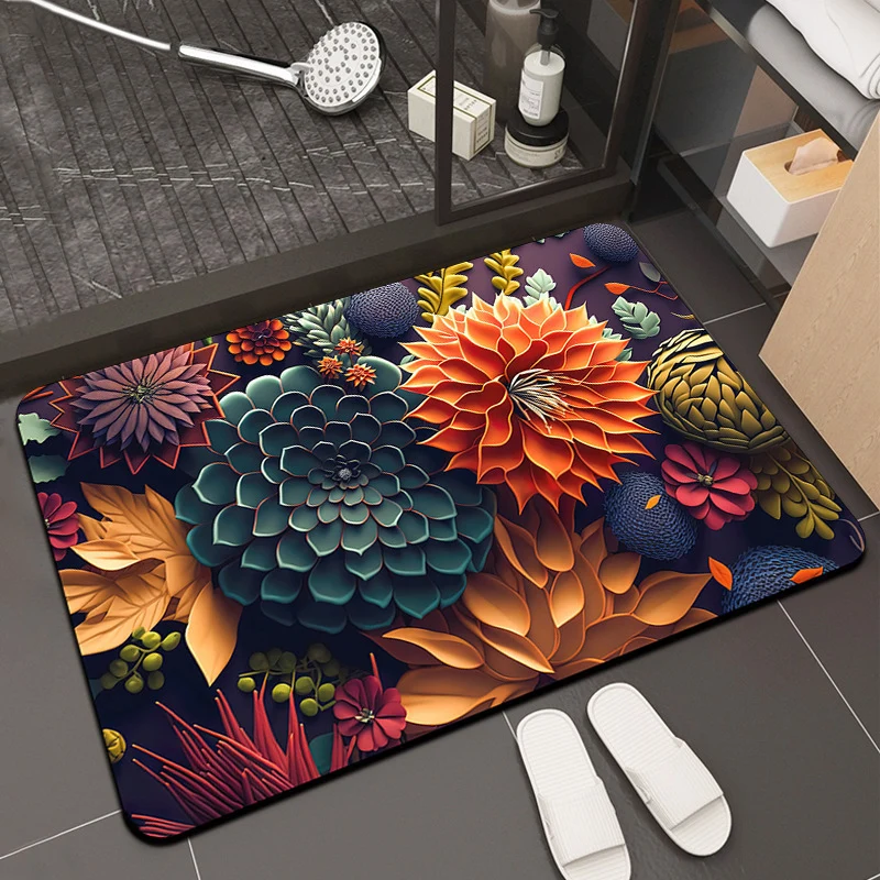 Floral Print Memory Foam Bath Mat Stornfield