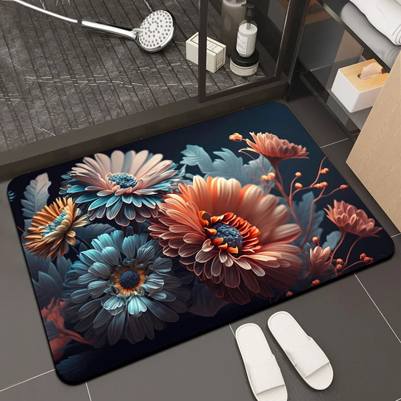 Floral Print Memory Foam Bath Mat Stornfield