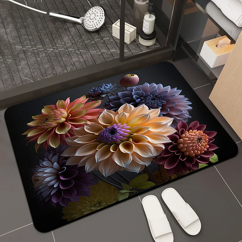 Floral Print Memory Foam Bath Mat Stornfield