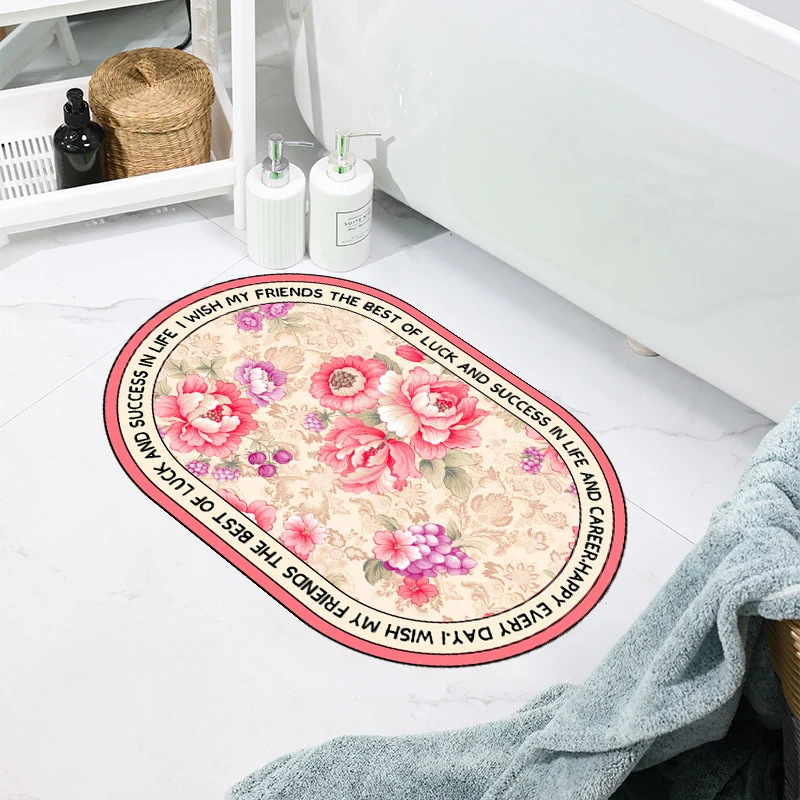 Floral Patterned Bathroom Mat Stornfield