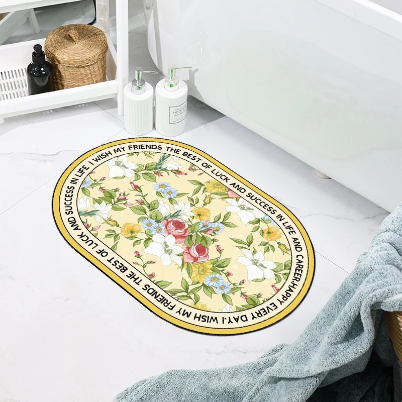 Floral Patterned Bathroom Mat Stornfield