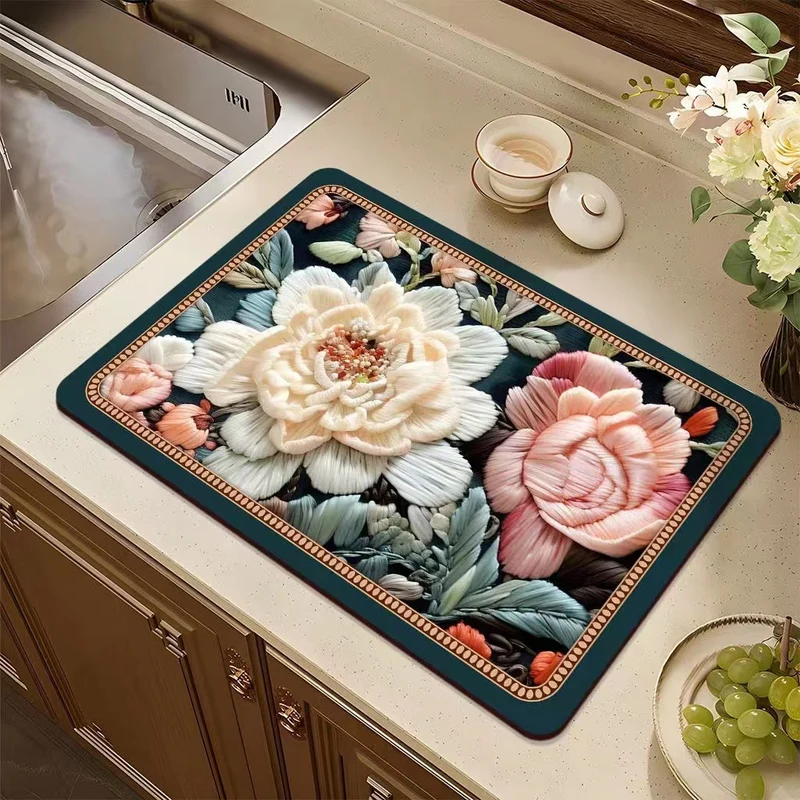Floral Pattern Kitchen Mat Stornfield