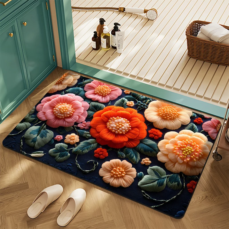 Floral Pattern Bath Mat Stornfield