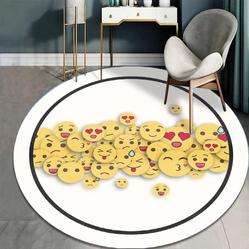 Emoji-Themed Circular Area Rug Stornfield