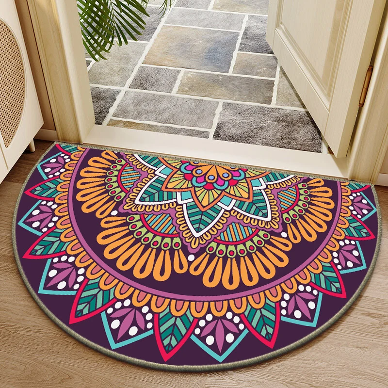 Elegant Round Floral Design Indoor Mat Stornfield