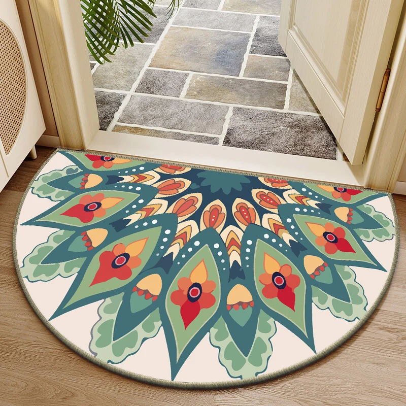 Elegant Round Floral Design Indoor Mat Stornfield