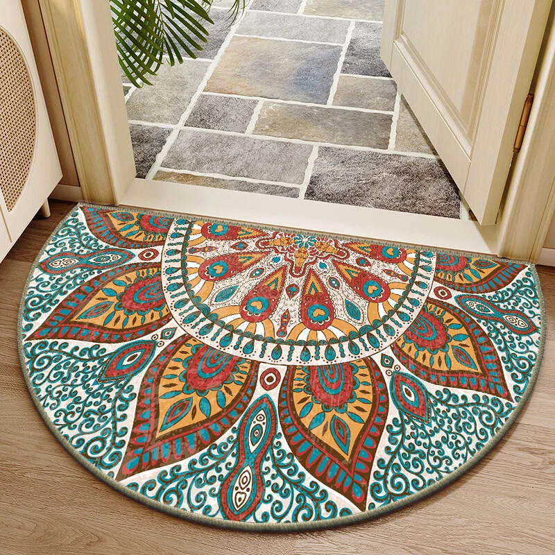 Elegant Round Floral Design Indoor Mat Stornfield
