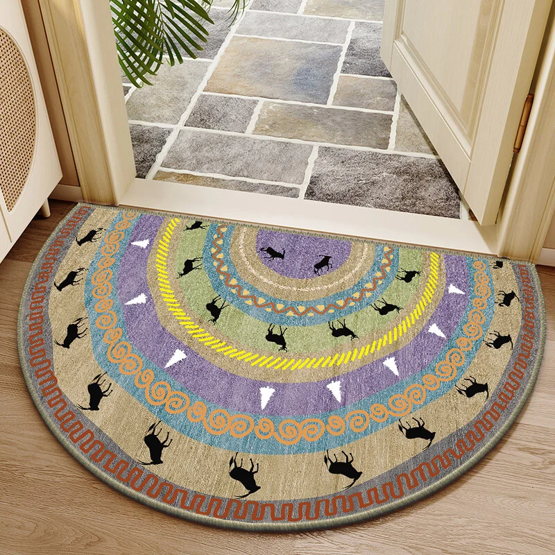 Elegant Round Floral Design Indoor Mat Stornfield