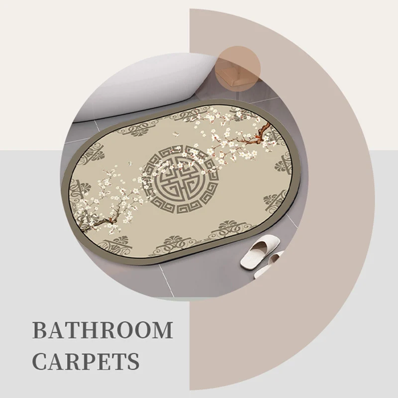 Elegant Floral Print Bath Mat Stornfield
