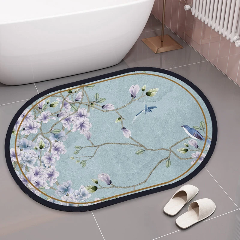 Elegant Floral Print Bath Mat Stornfield